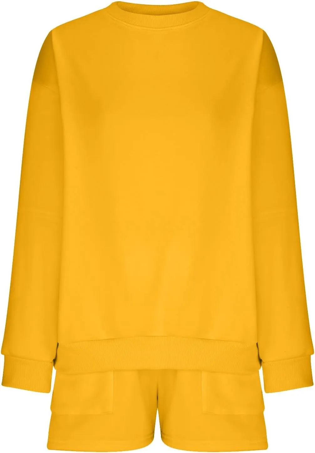 2 Piece Outfits Sweatsuit For Women Oversized Crewneck Sweatshirt & Lounge Shorts Set 2023 Fall Fashion Tracksuit