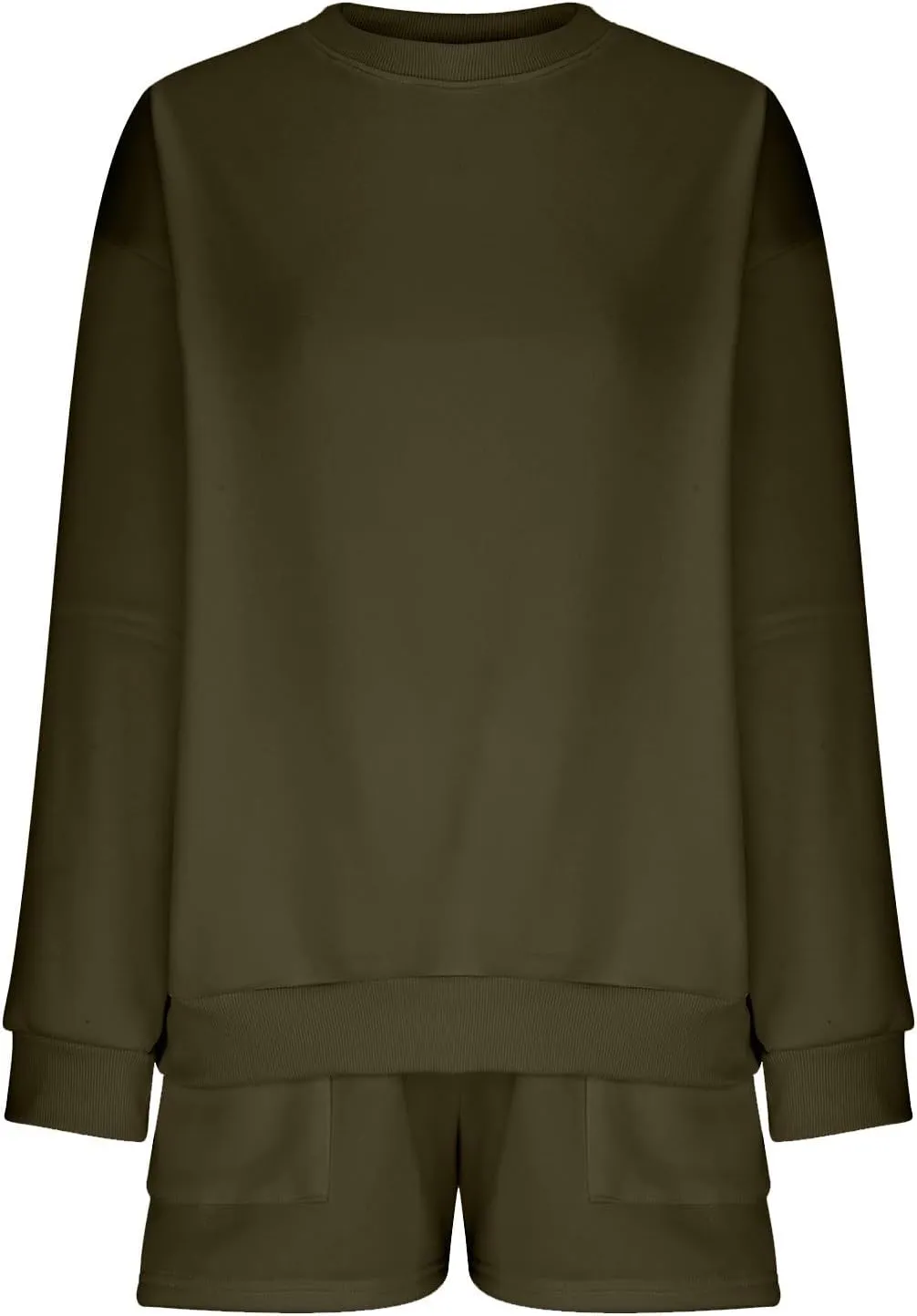 2 Piece Outfits Sweatsuit For Women Oversized Crewneck Sweatshirt & Lounge Shorts Set 2023 Fall Fashion Tracksuit