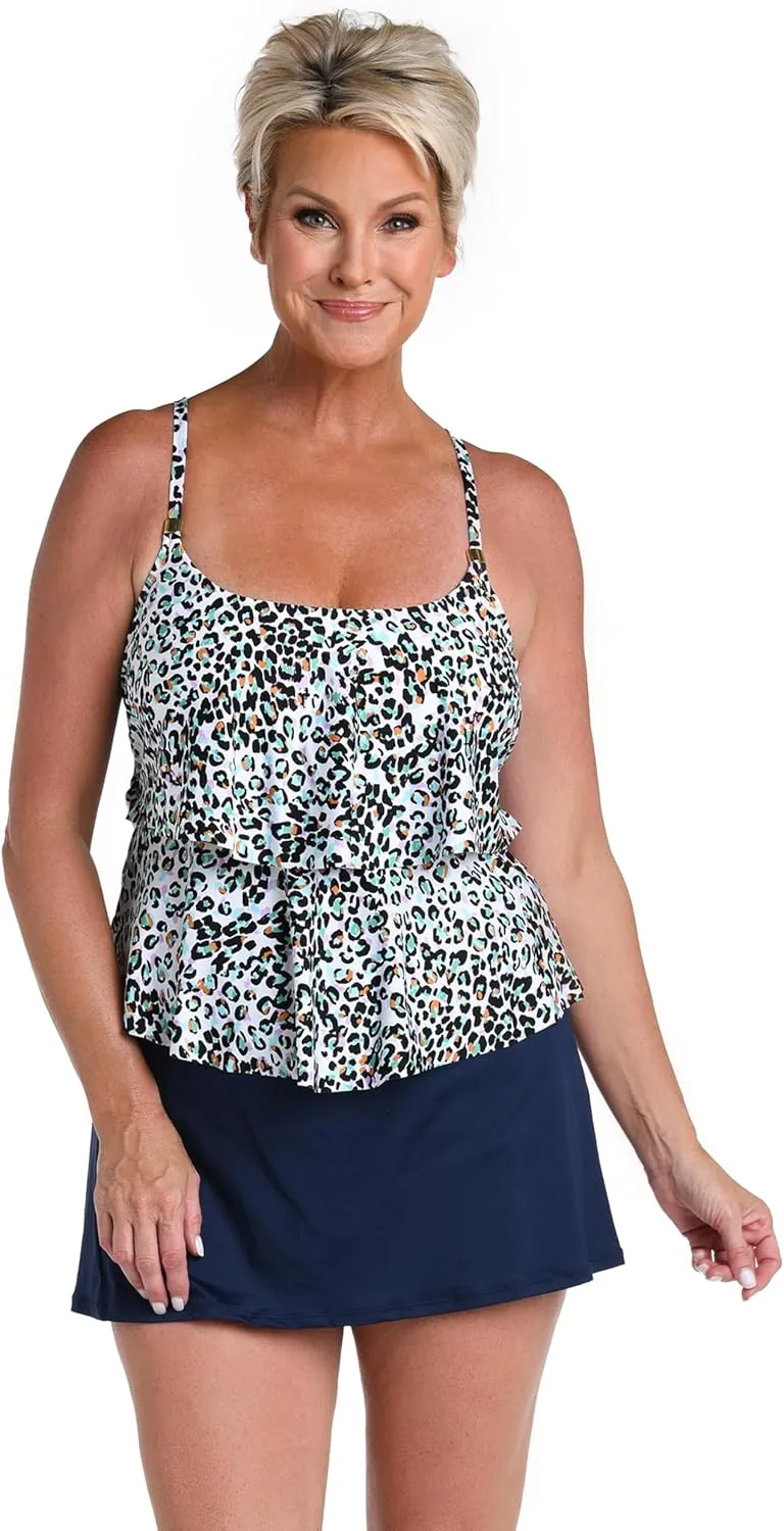 2-Tiered Ruffle Tankini Swimsuit Top
