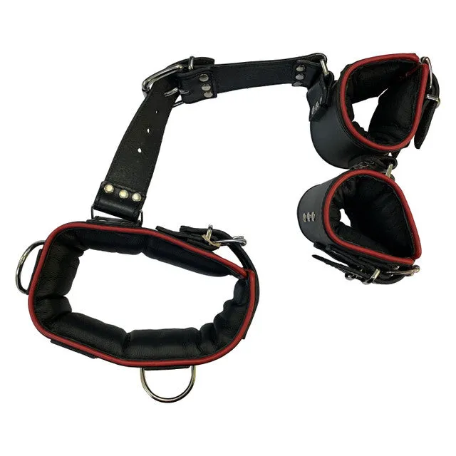 221634 - Bound X Heavy Duty Leather Collar with Attached Wrist Cuffs