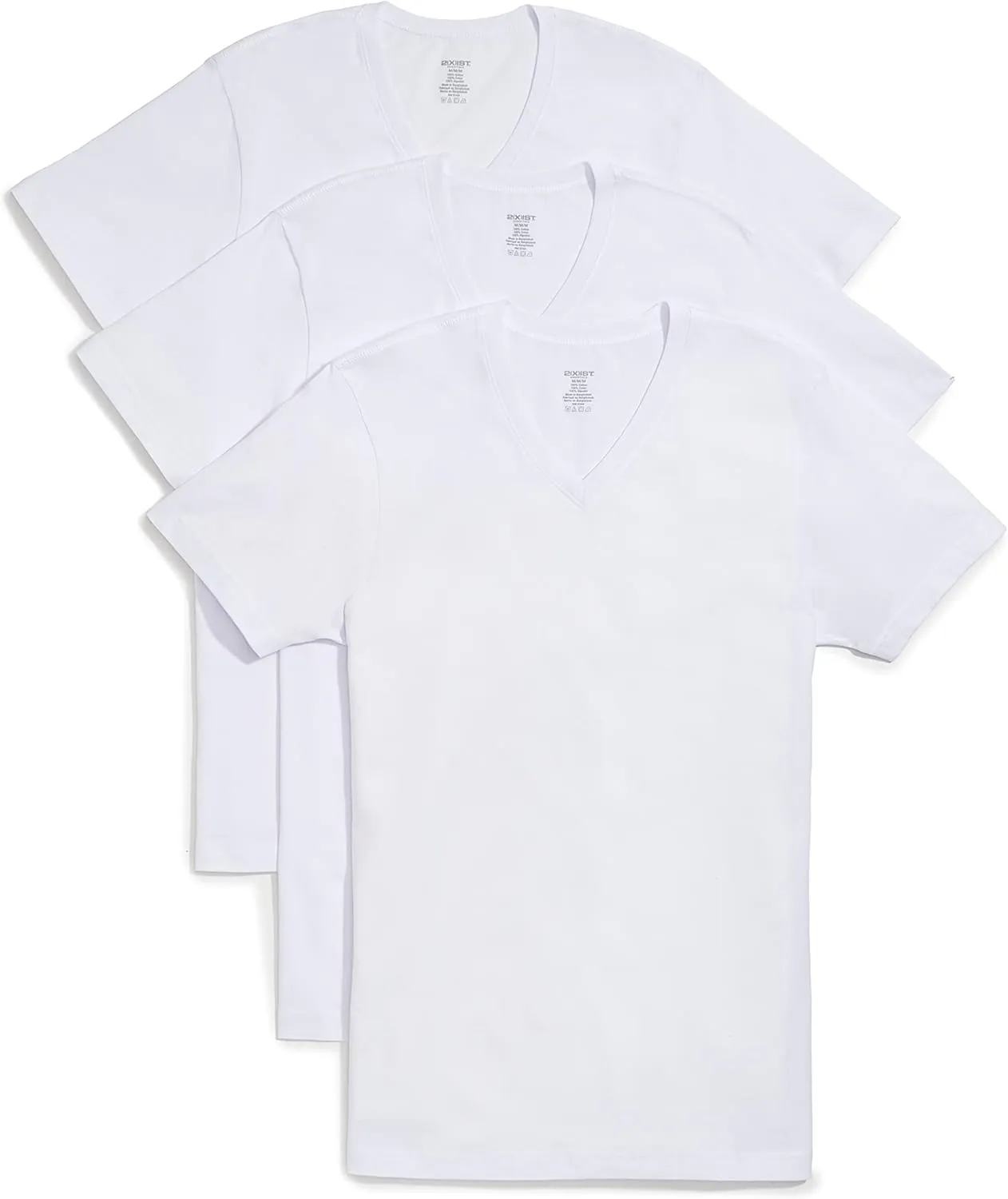 2(X)IST Mens Essential Cotton V-Neck T-Shirt 3-Pack