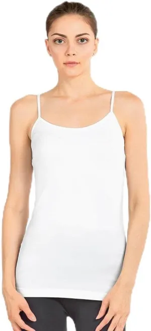 3 Tank Top Seamless Stretch Tunic Slip Camisole Layering Spandex Cami Tee White