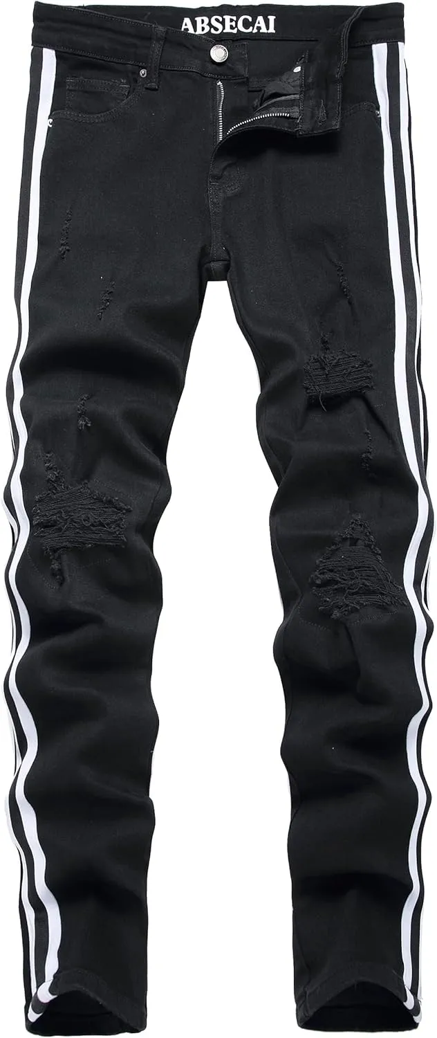 ABSECAI Men's Ripped Jeans Slim Fit Skinny Stretch Jeans Pant