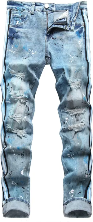 ABSECAI Men's Ripped Jeans Slim Fit Skinny Stretch Jeans Pant