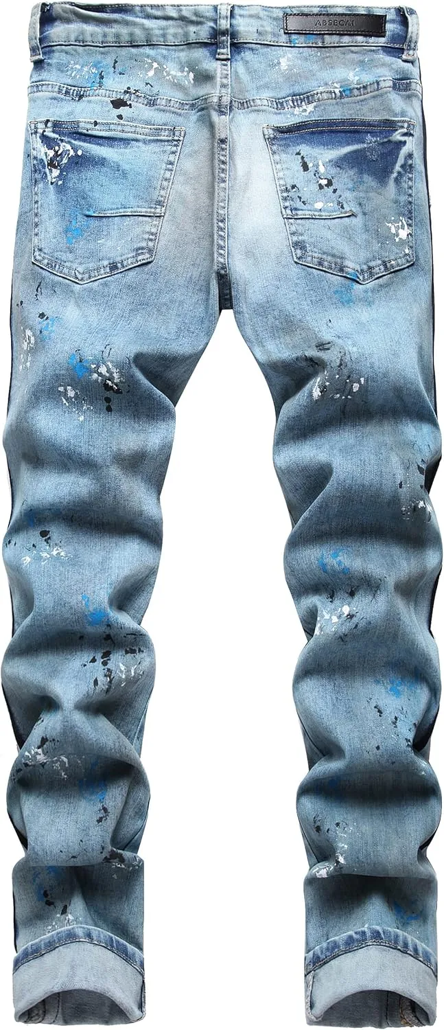 ABSECAI Men's Ripped Jeans Slim Fit Skinny Stretch Jeans Pant