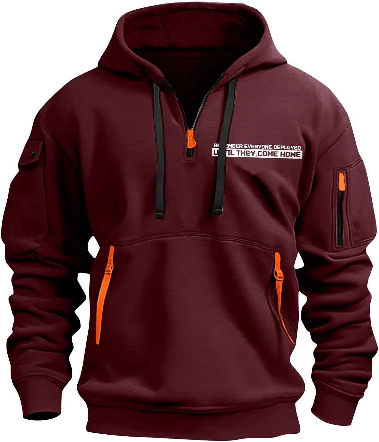 American Flag Hoodie Men 1/4 Zip Fashion Military Slim Fit Drawstring Sweatshirt Gym Basic Sweatshirt with Pockets