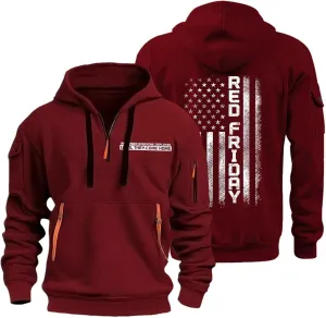 American Flag Hoodie Men 1/4 Zip Fashion Military Slim Fit Drawstring Sweatshirt Gym Basic Sweatshirt with Pockets