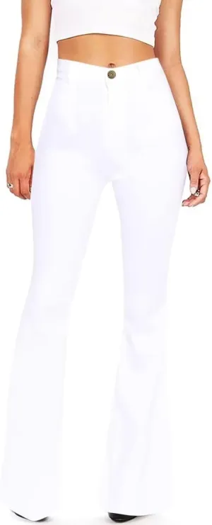 AMRSPENG Women's Black Bell Bottom Jeans for Women Flare Jeans High Waist Bootcut Jeans for Women Stretch Bell Bottom Pants