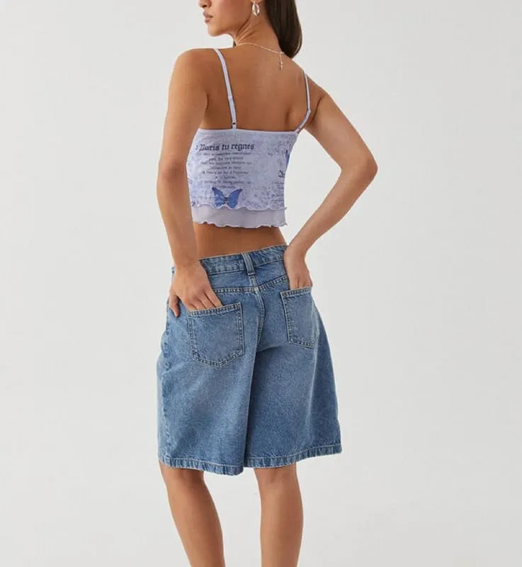 Argeousgor Women Y2K Mesh Tank Top Spaghetti Strap Sleeveless Square Neck Cami Tops Going Out Camisole Crop Top