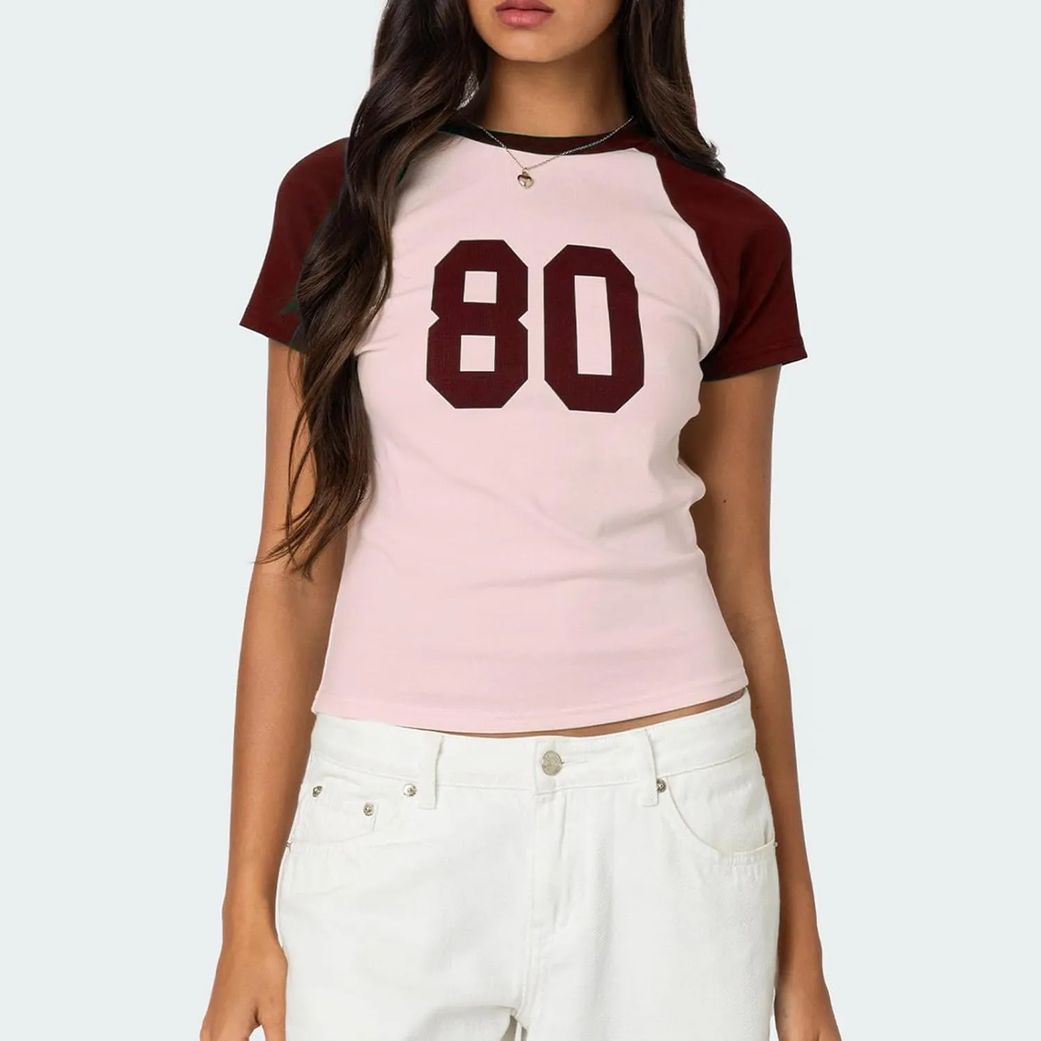 Baby Tee Women Y2k Short Sleeve Jersey Number Graphic Crop Top Slim Fit Crewneck Teen Girl Vintage Going Out Shirt