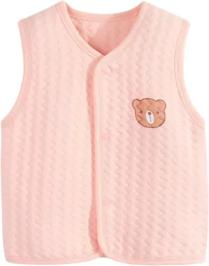 Baby Vest Warm Jacket Cotton Vest, Unisex Infant Toddler Padded Waistcoat Toddler Baby Cotton Vest (Pink, 3-6 Months)