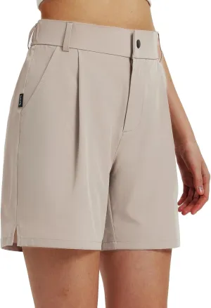 baleaf Women's 6" Golf Shorts Stretch Pleated Work Short for Hiking Quick Dry Dressy Casual Summer UPF50 