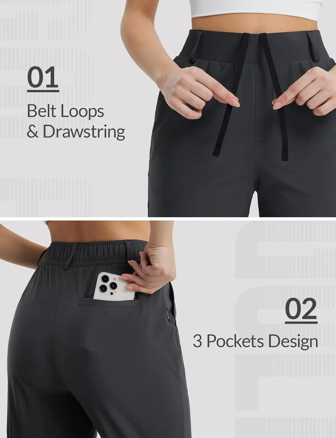 BALEAF Women's Golf Shorts 9'' Knee Length Stretch Bermuda Long Shorts Belt Loops Pockets Casual Work UPF 50 