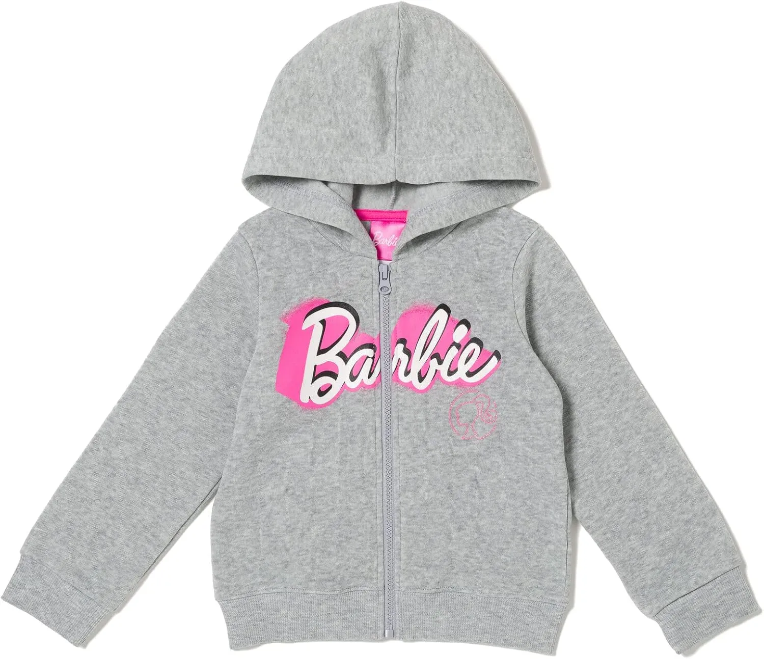 Barbie Zip Up Fleece Hoodie Graphic T-Shirt and Leggings 3 Piece Outfit Set Fl2271342Br Girls' coordinated outfit