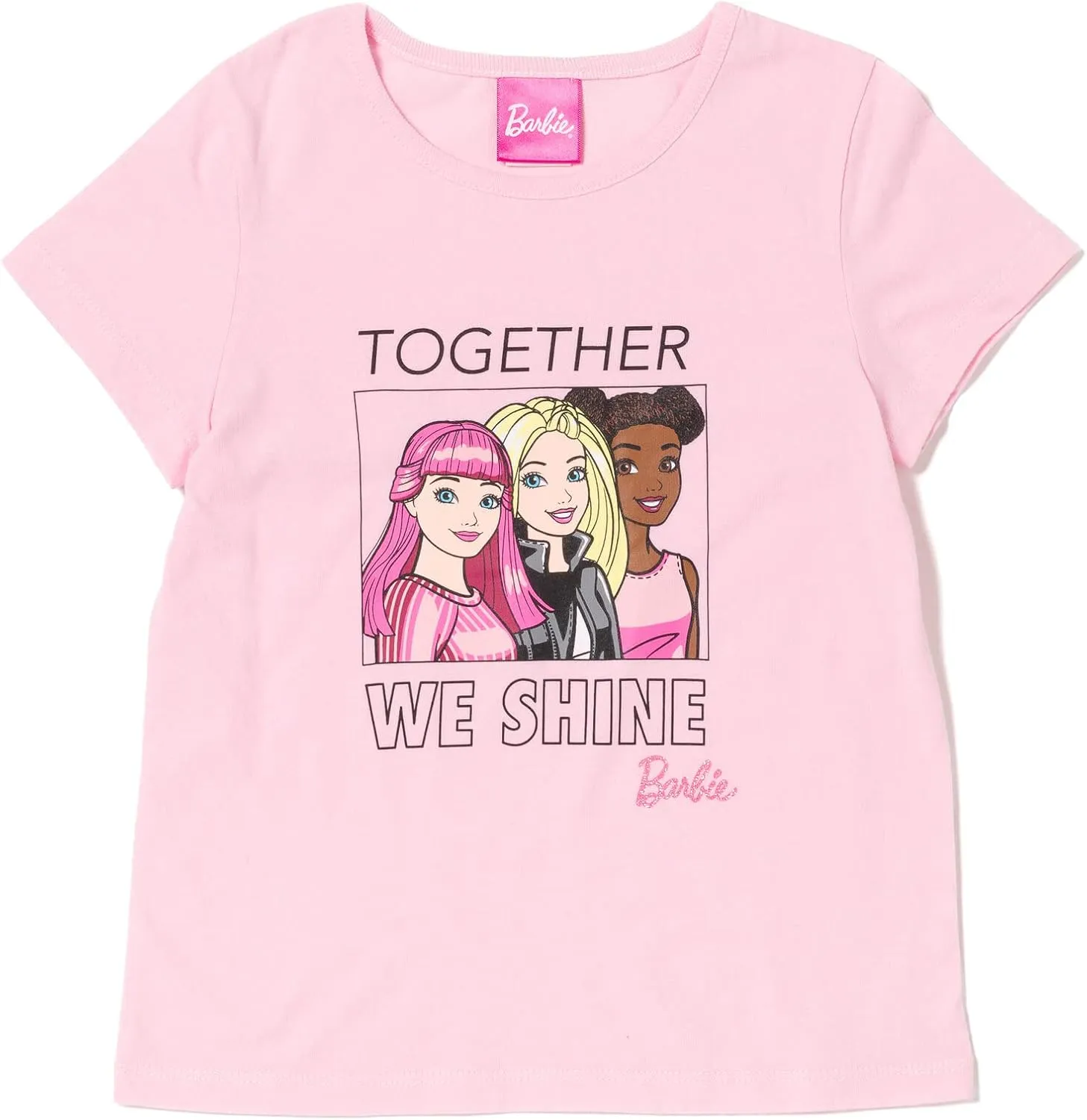 Barbie Zip Up Fleece Hoodie Graphic T-Shirt and Leggings 3 Piece Outfit Set Fl2271342Br Girls' coordinated outfit