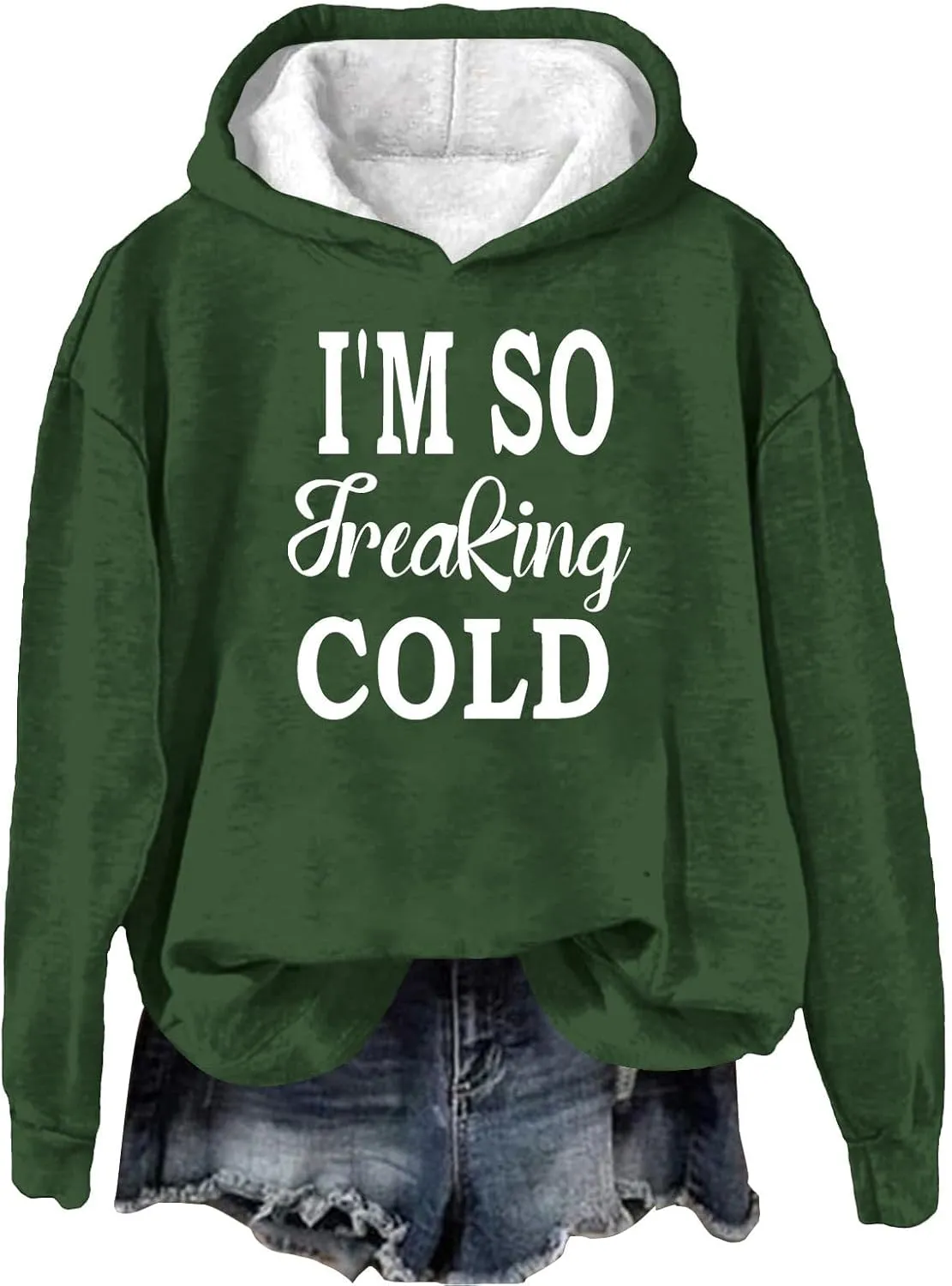 Binmer I'm So Freaking Cold Funny Graphic Sweatshirts Women Oversized Long Sleeve Pullover Tops Casual Y2K Hoodies Shirts