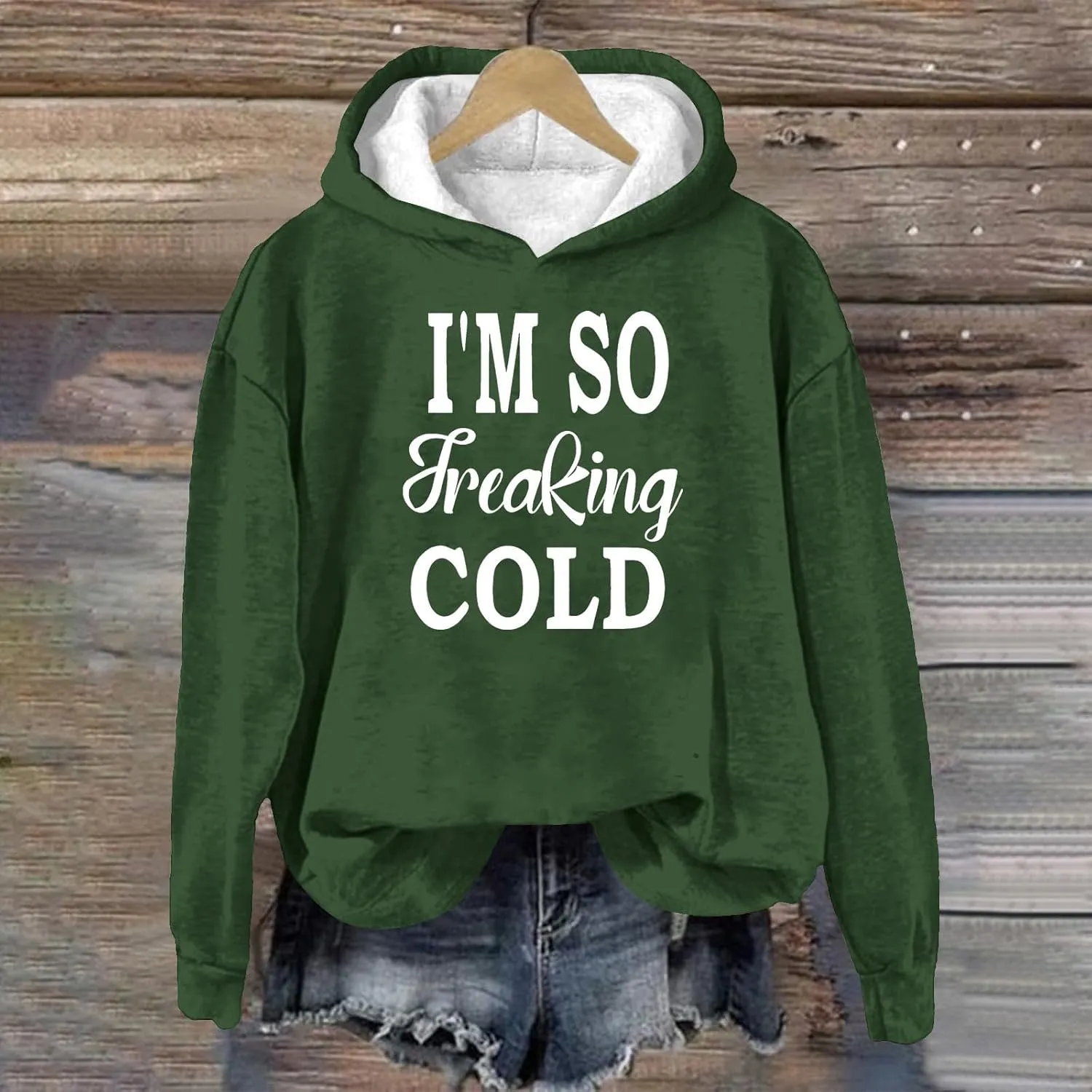 Binmer I'm So Freaking Cold Funny Graphic Sweatshirts Women Oversized Long Sleeve Pullover Tops Casual Y2K Hoodies Shirts