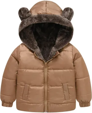 Boys and Girls Middle Children Solid Color Ears Cute Pocket Short Cotton Padded Children's Coat Boys Jackets Size 6-7
