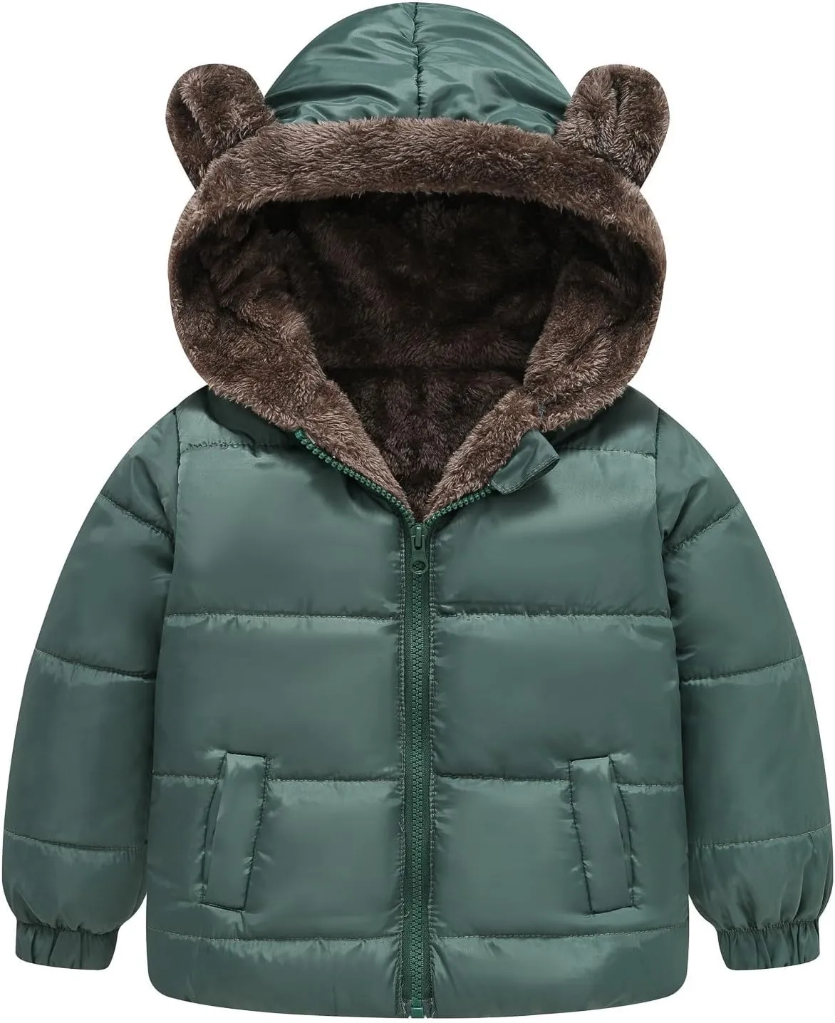 Boys And Girls Middle Children Solid Color Ears Cute Pocket Short Cotton Padded Children's Coat Jackets Kids
