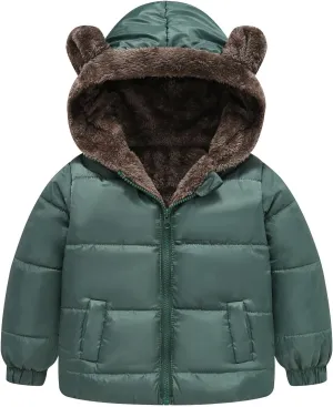Boys And Girls Middle Children Solid Color Ears Cute Pocket Short Cotton Padded Children's Coat Jackets Kids