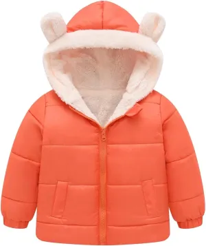 Boys And Girls Middle Children Solid Color Ears Cute Pocket Short Cotton Padded Children's Winter Coats for Tween Girls
