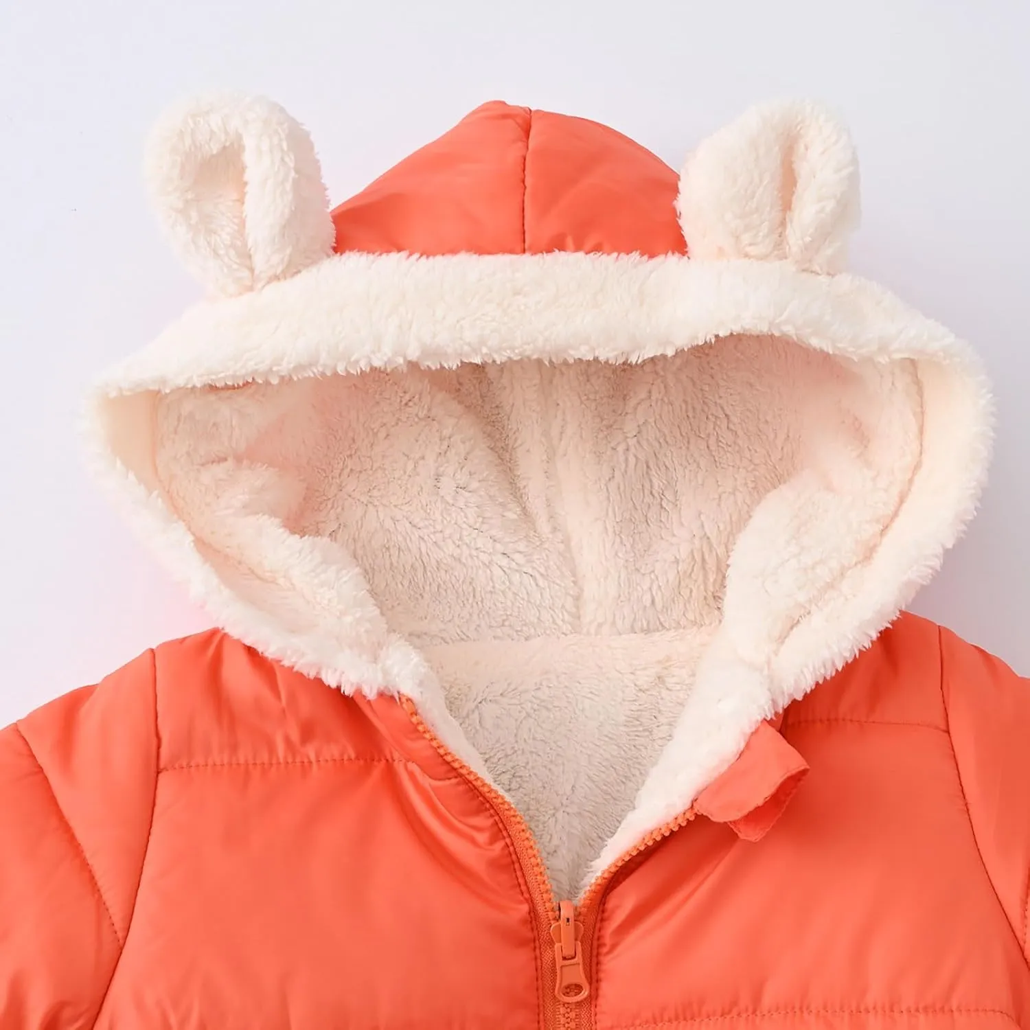 Boys And Girls Middle Children Solid Color Ears Cute Pocket Short Cotton Padded Children's Winter Coats for Tween Girls