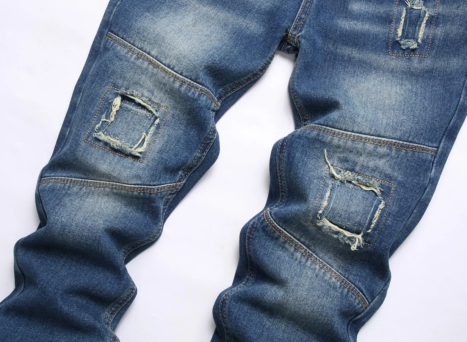 Boy's Stacked Jeans Skinny Fit Ripped Destroyed Distressed Fashion Comfy Denim Jeans Pants