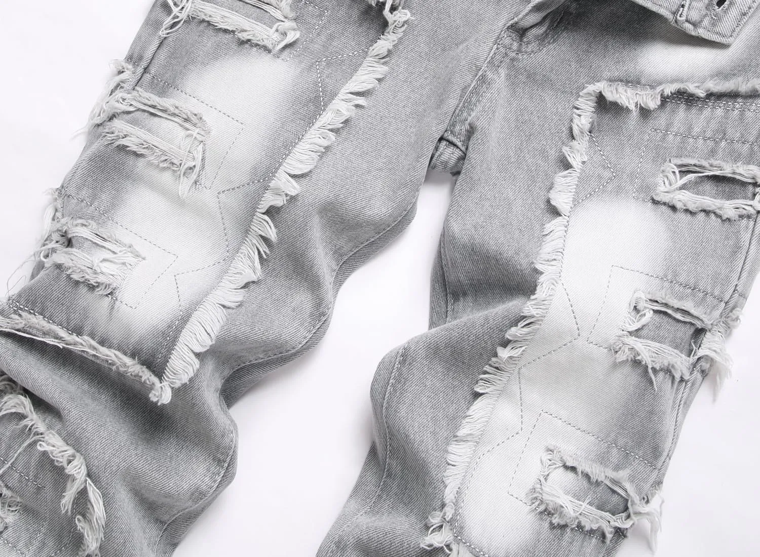 Boy's Stacked Jeans Skinny Fit Ripped Destroyed Distressed Fashion Comfy Denim Jeans Pants