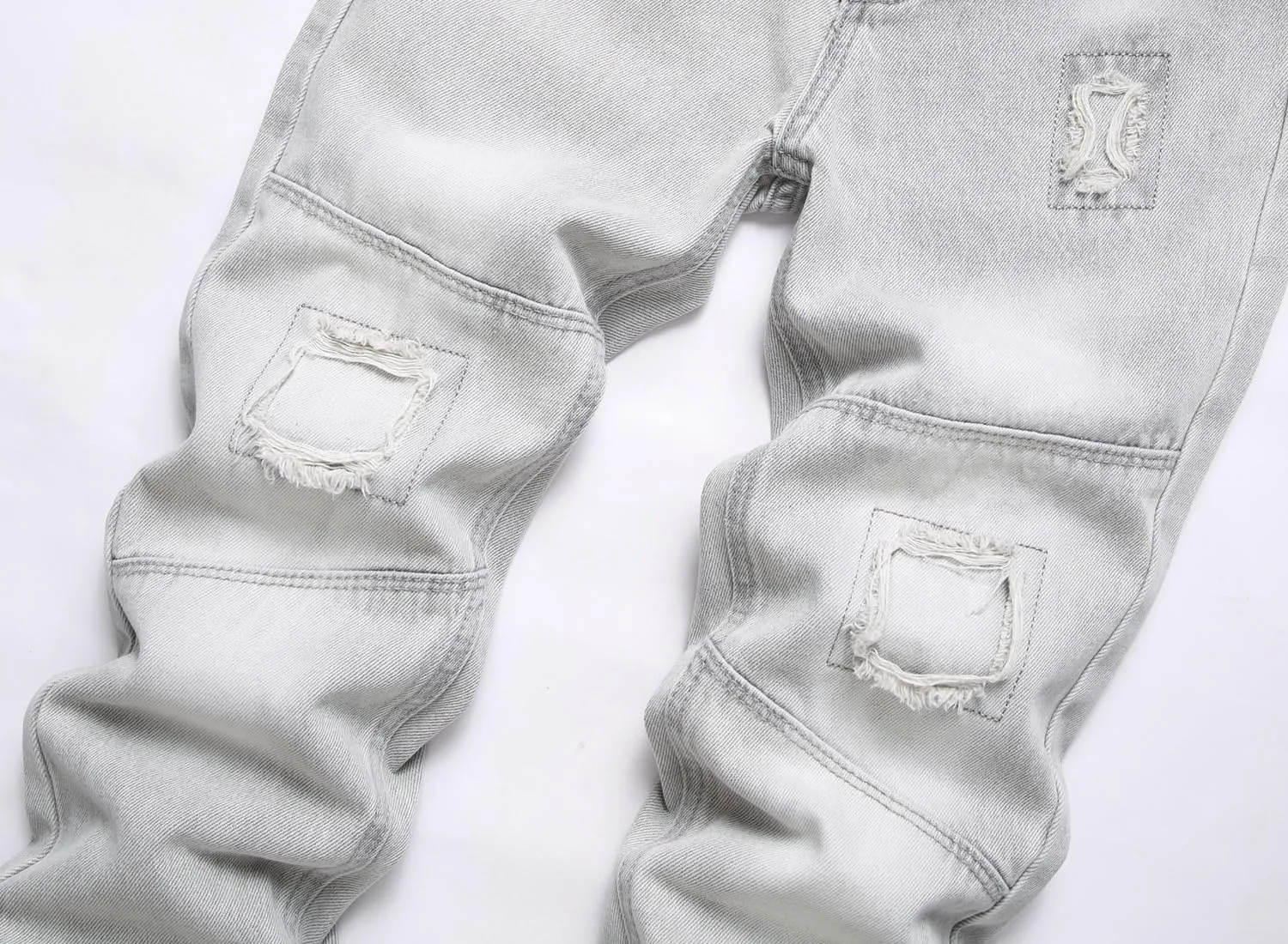 Boy's Stacked Jeans Skinny Fit Ripped Destroyed Distressed Fashion Comfy Denim Jeans Pants