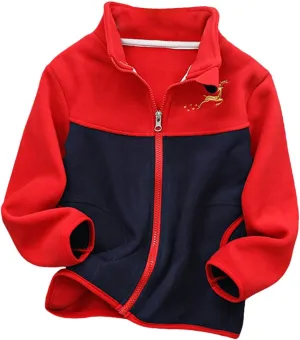 Boys Winter Jackets Coats Kids Boys Thick Cotton Padded Sports Jacket Sweatshirt Fleece Winter Coat (Red, 4-5 Years)