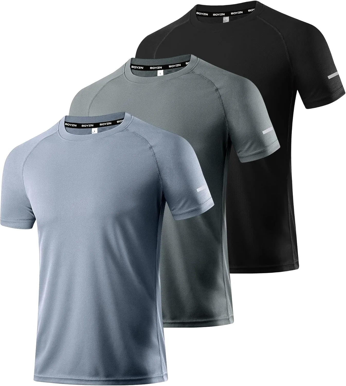 Boyzn 1 or 3 Pack Men's Workout Running Shirts, Dry Fit Moisture Wicking T-Shirts, Sports Gym Athletic Short Sleeve Shirts