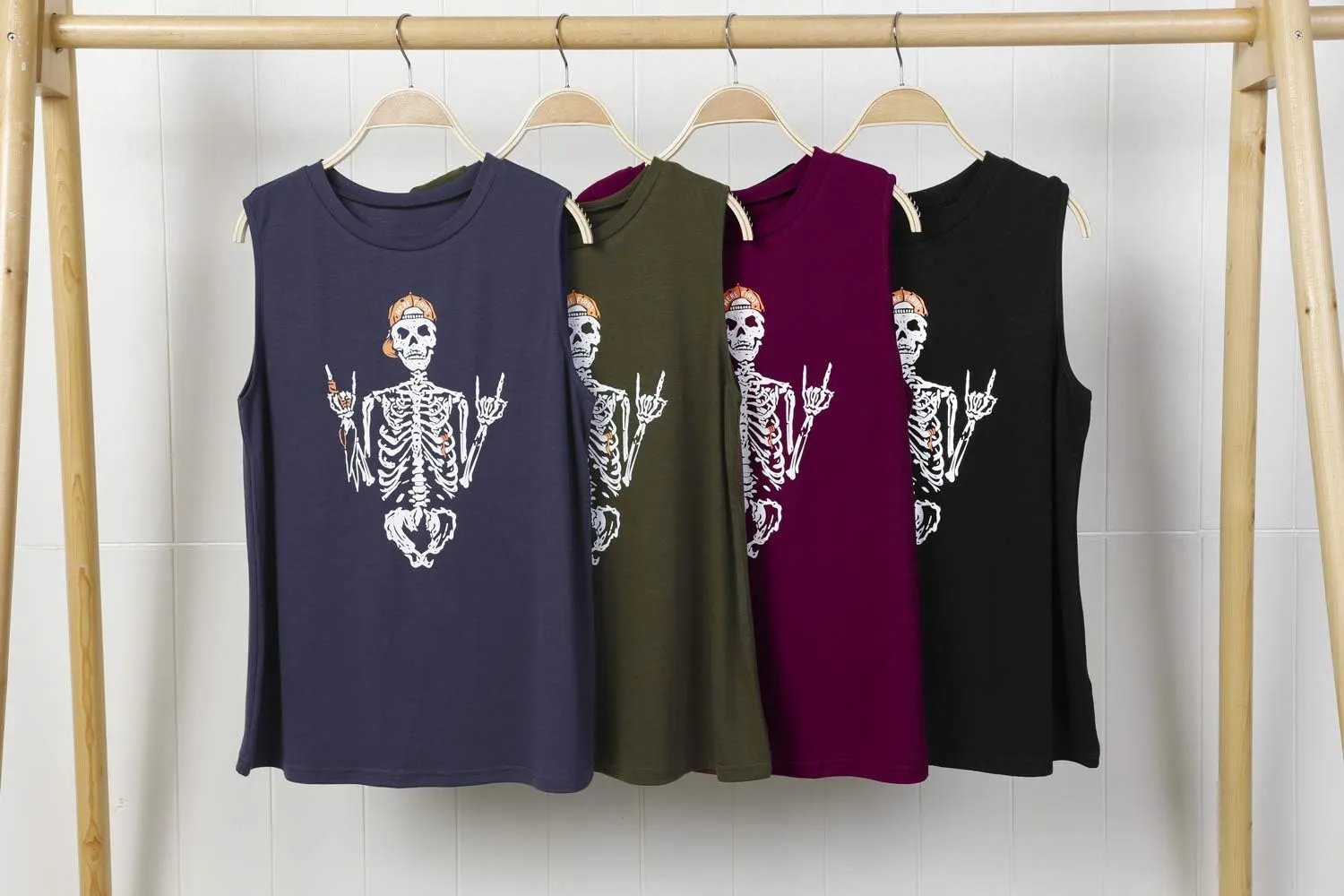 BRUBOBO Womens Funny Skull Graphic Tank Tops Summer High Neck Sleeveless Workout Tee Shirts