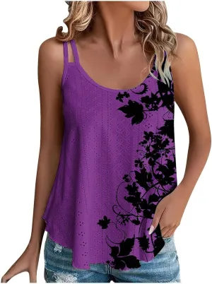 Camisole Tops for Women Eyelet Casual Tank Tee Sundress Sleeveless Cleavage Racerback Basic Fashion Clothes