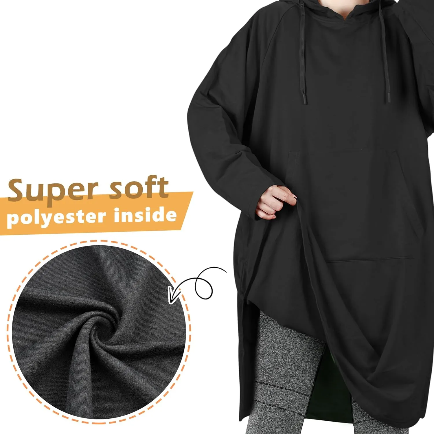 Catalonia Womens Hoodie Sweatshirt Dress, Casual  Sleeves Pullover Sweater with Kangaroo Pocket, One Size