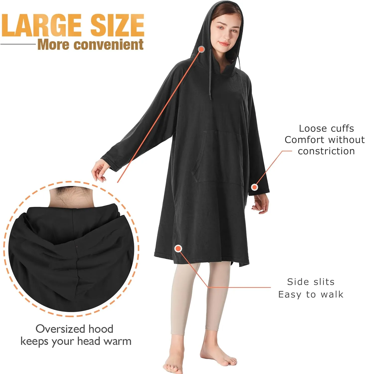 Catalonia Womens Hoodie Sweatshirt Dress, Casual  Sleeves Pullover Sweater with Kangaroo Pocket, One Size