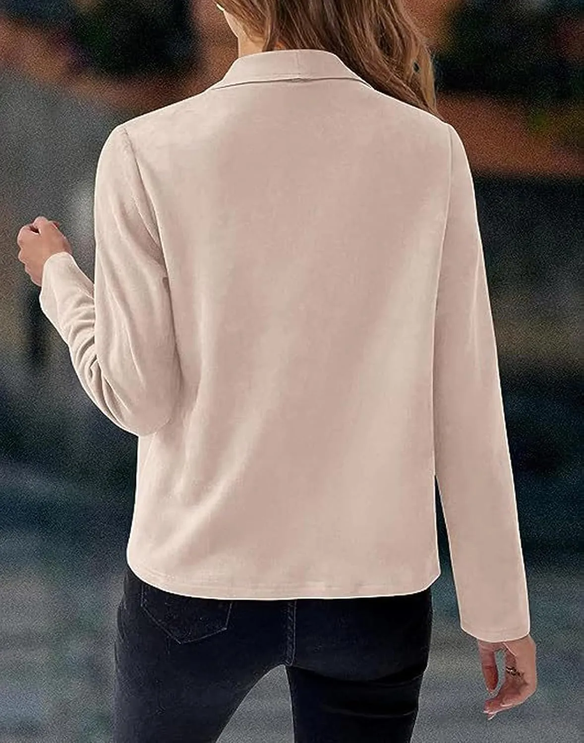 CHARTOU Women Faux Suede Cropped Jacket Moto Leather Jacket Lightweight Fall Jacket Open Front Short Coat