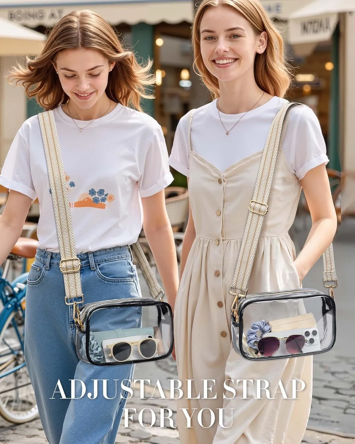 Clear Bag for Stadium Events, Clear Purses for Women with Adjustable Strap, Crossbody Bag Stadium Approved for Sports