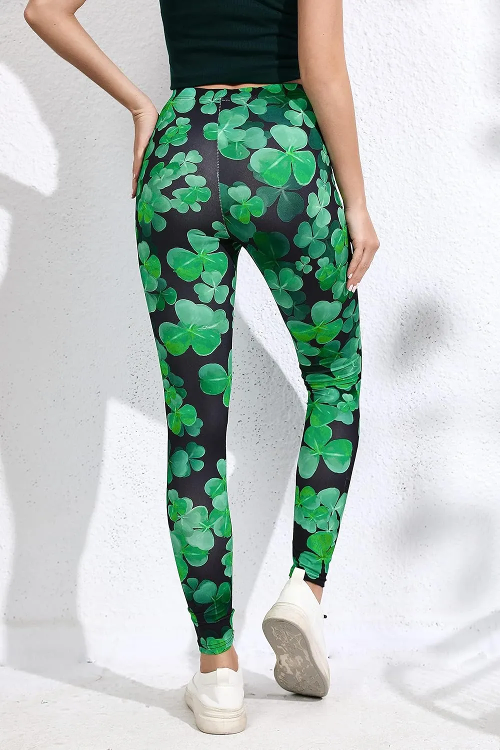 color cosplayer St. Patrick's Day Leggings Shamrock Stretchy Tights Yoga Pants for Women