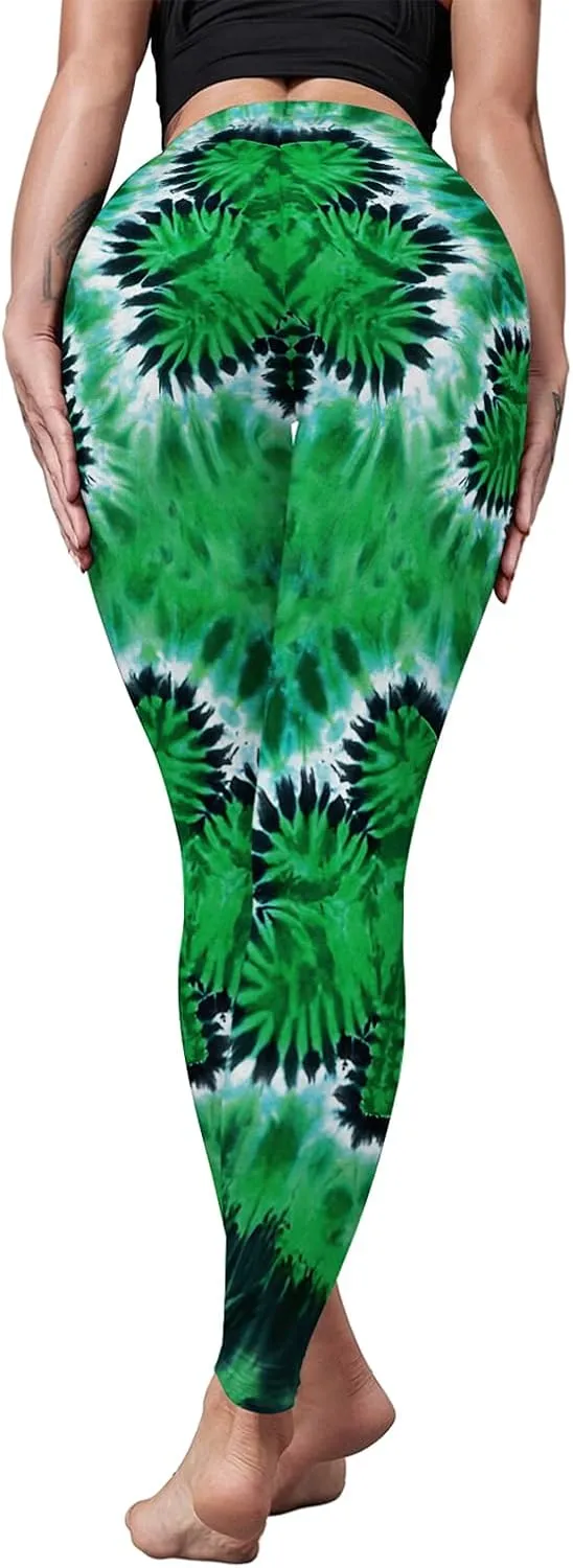 color cosplayer St. Patrick's Day Leggings Shamrock Stretchy Tights Yoga Pants for Women