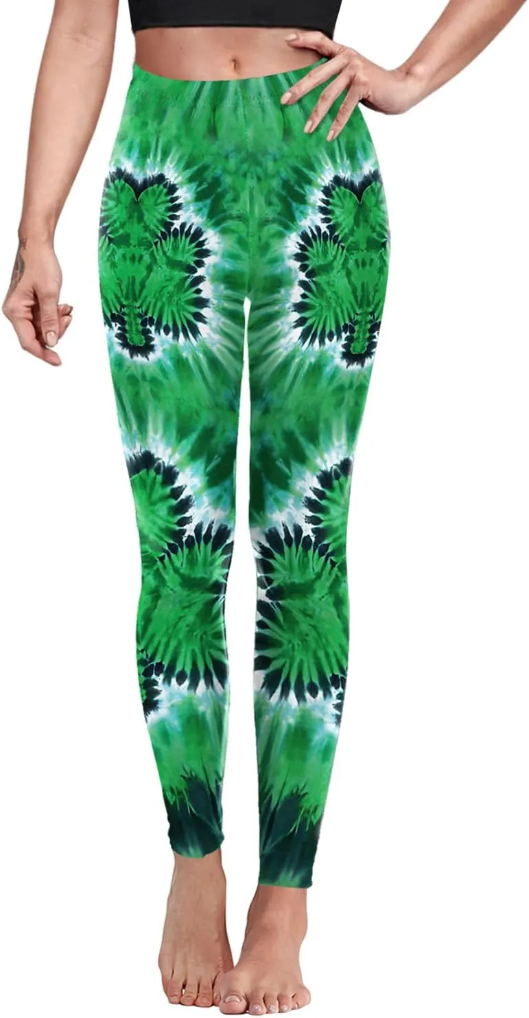 color cosplayer St. Patrick's Day Leggings Shamrock Stretchy Tights Yoga Pants for Women