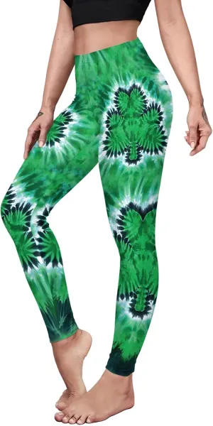 color cosplayer St. Patrick's Day Leggings Shamrock Stretchy Tights Yoga Pants for Women