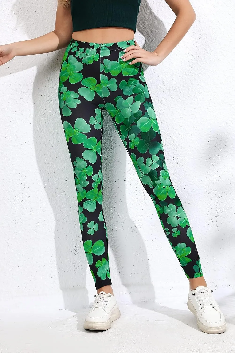 color cosplayer St. Patrick's Day Leggings Shamrock Stretchy Tights Yoga Pants for Women