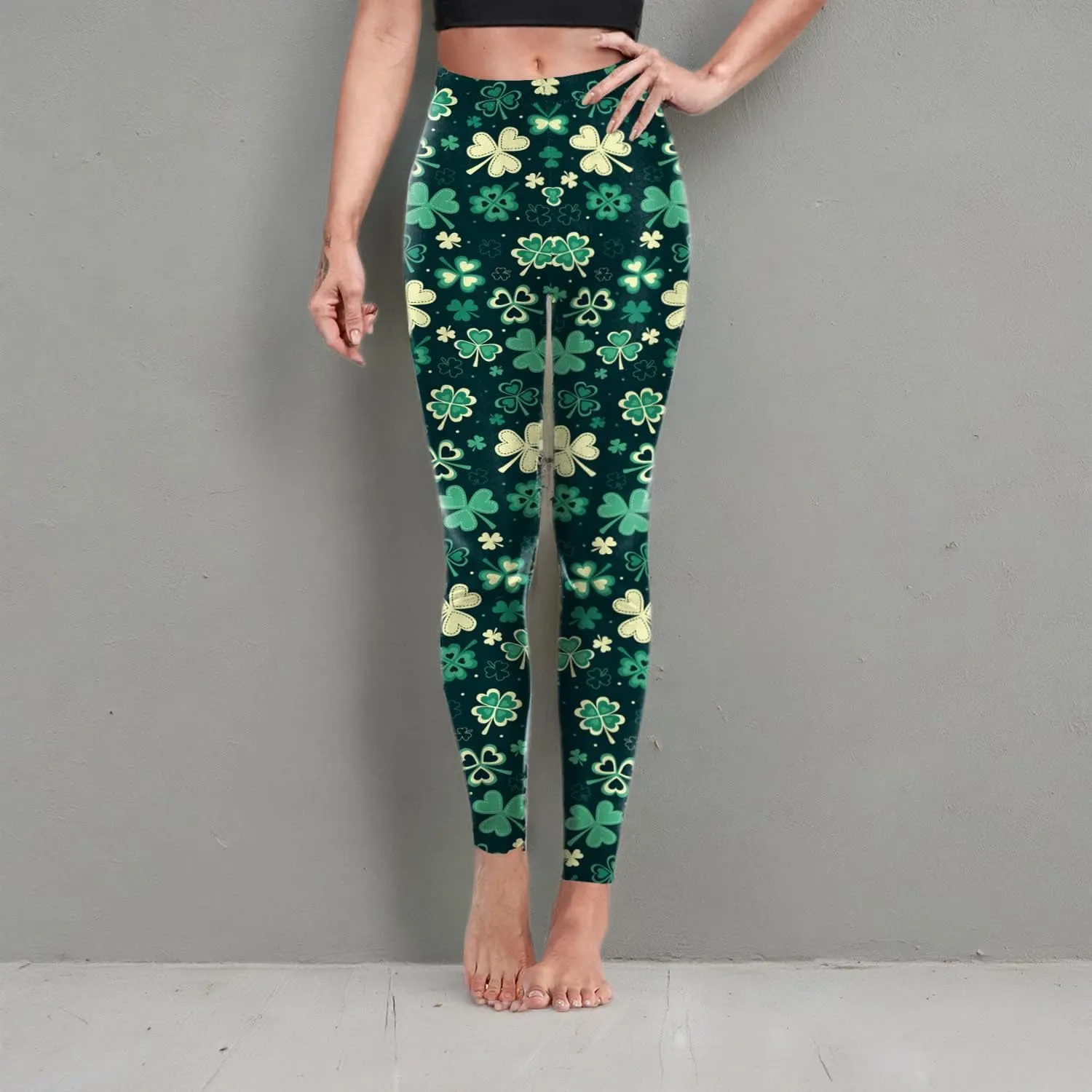 color cosplayer St. Patrick's Day Leggings Shamrock Stretchy Tights Yoga Pants for Women