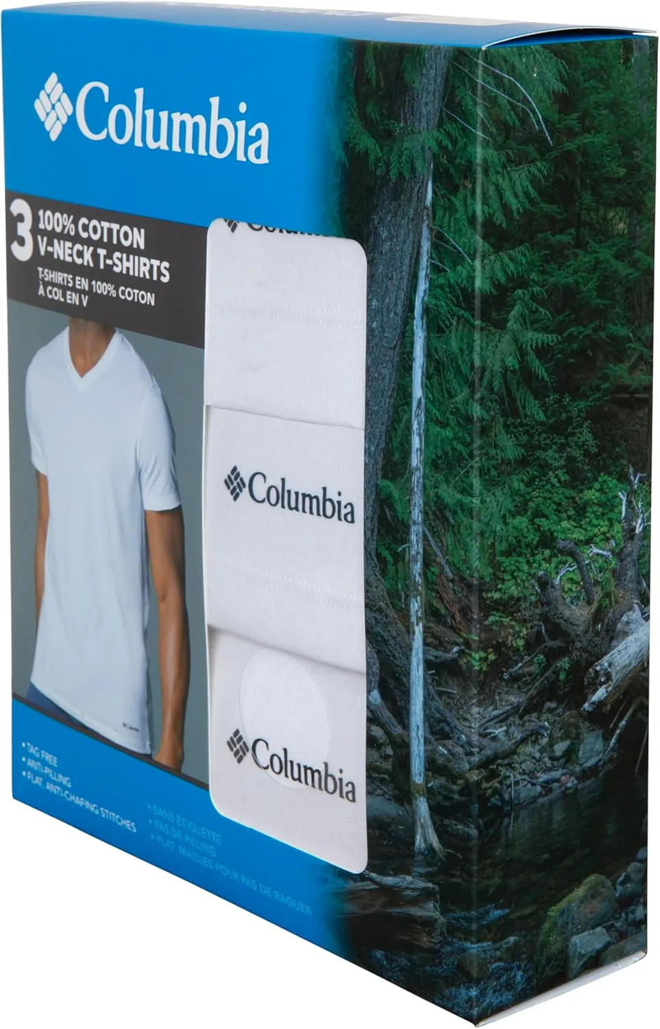 Columbia Men's 3 Pack Cotton V-neck T-Shirt