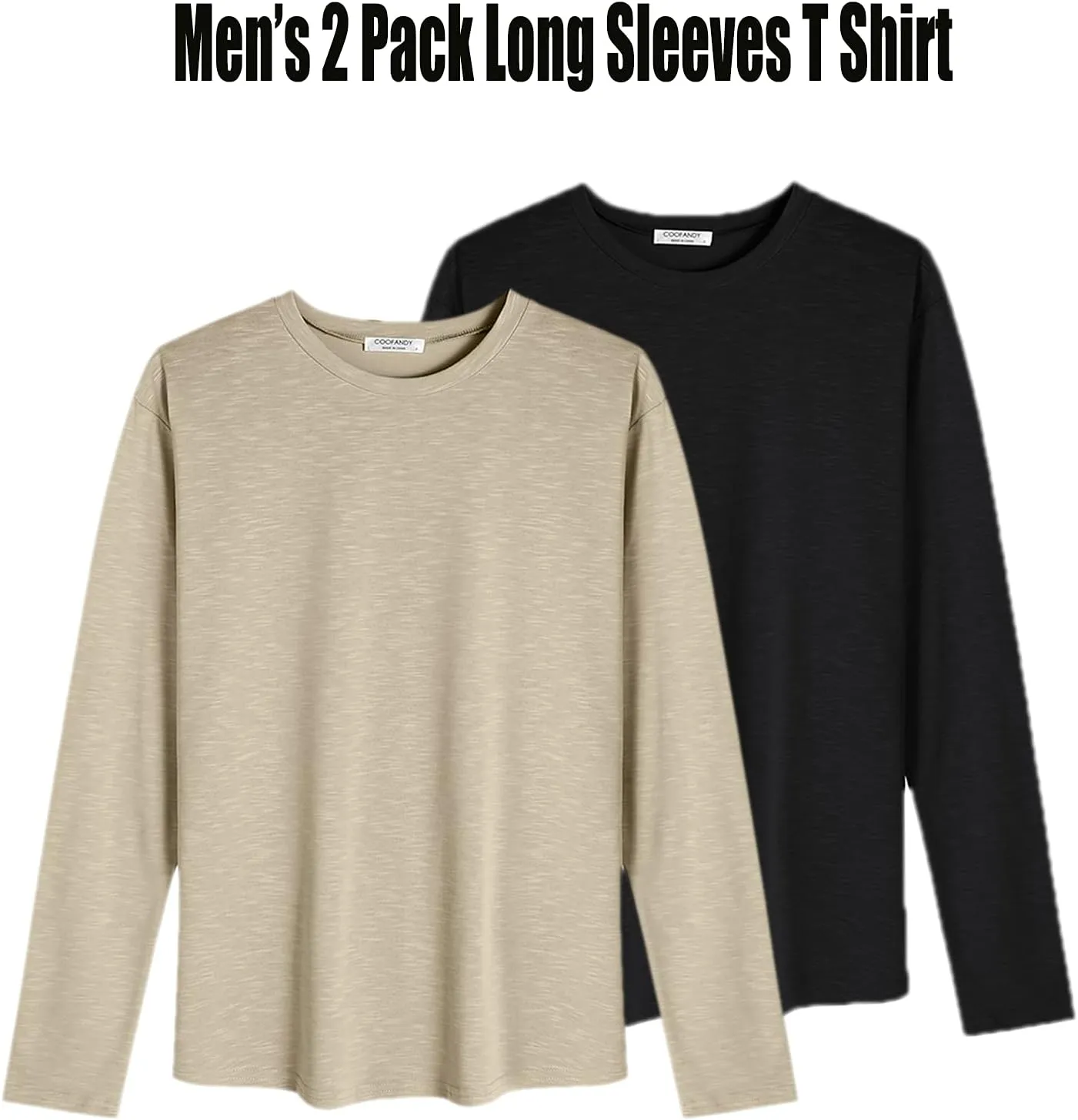 COOFANDY Men 2 Pack Muscle Fitted T Shirt Gym Workout Athletic Long Sleeves Tee