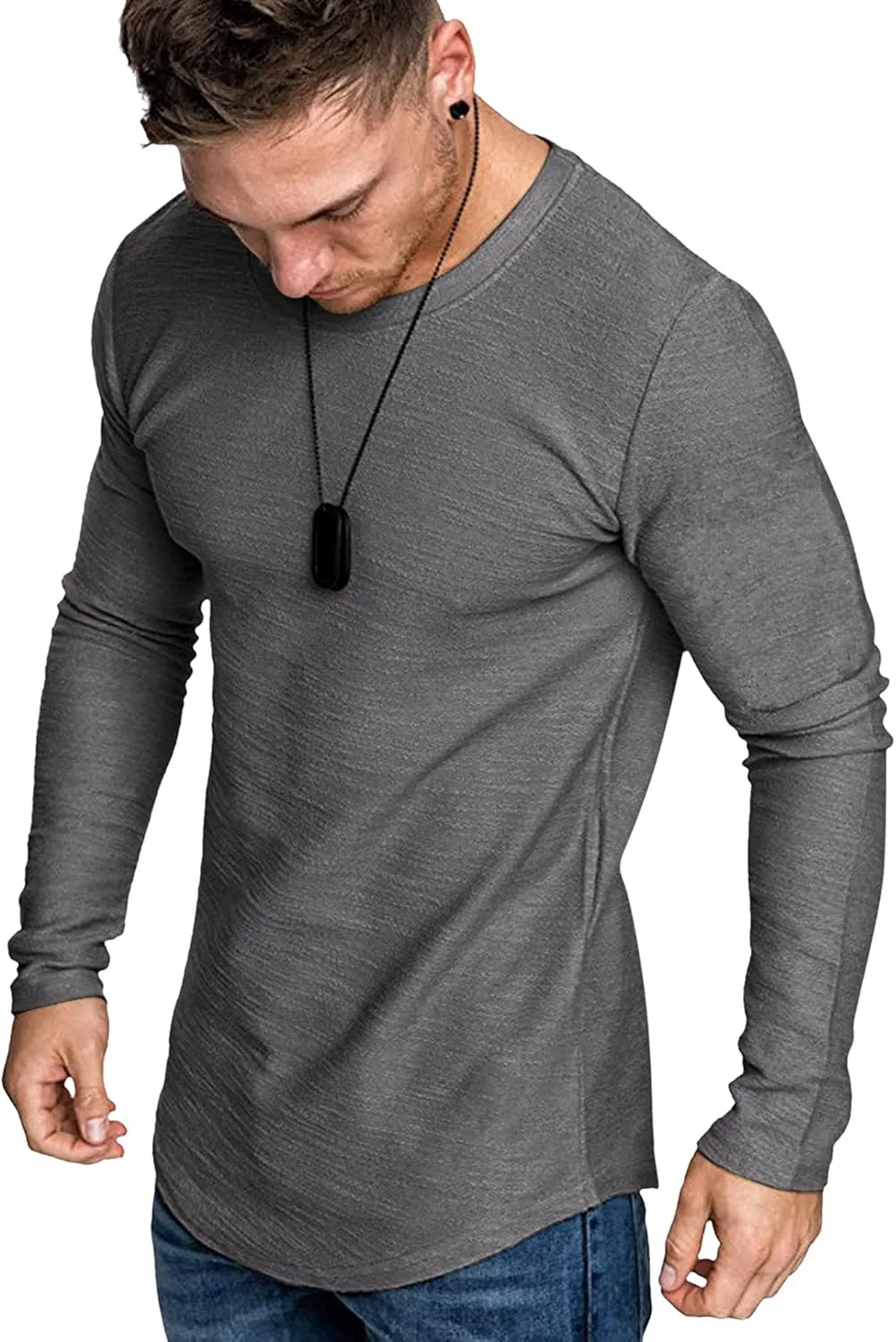 COOFANDY Men 2 Pack Muscle Fitted T Shirt Gym Workout Athletic Long Sleeves Tee