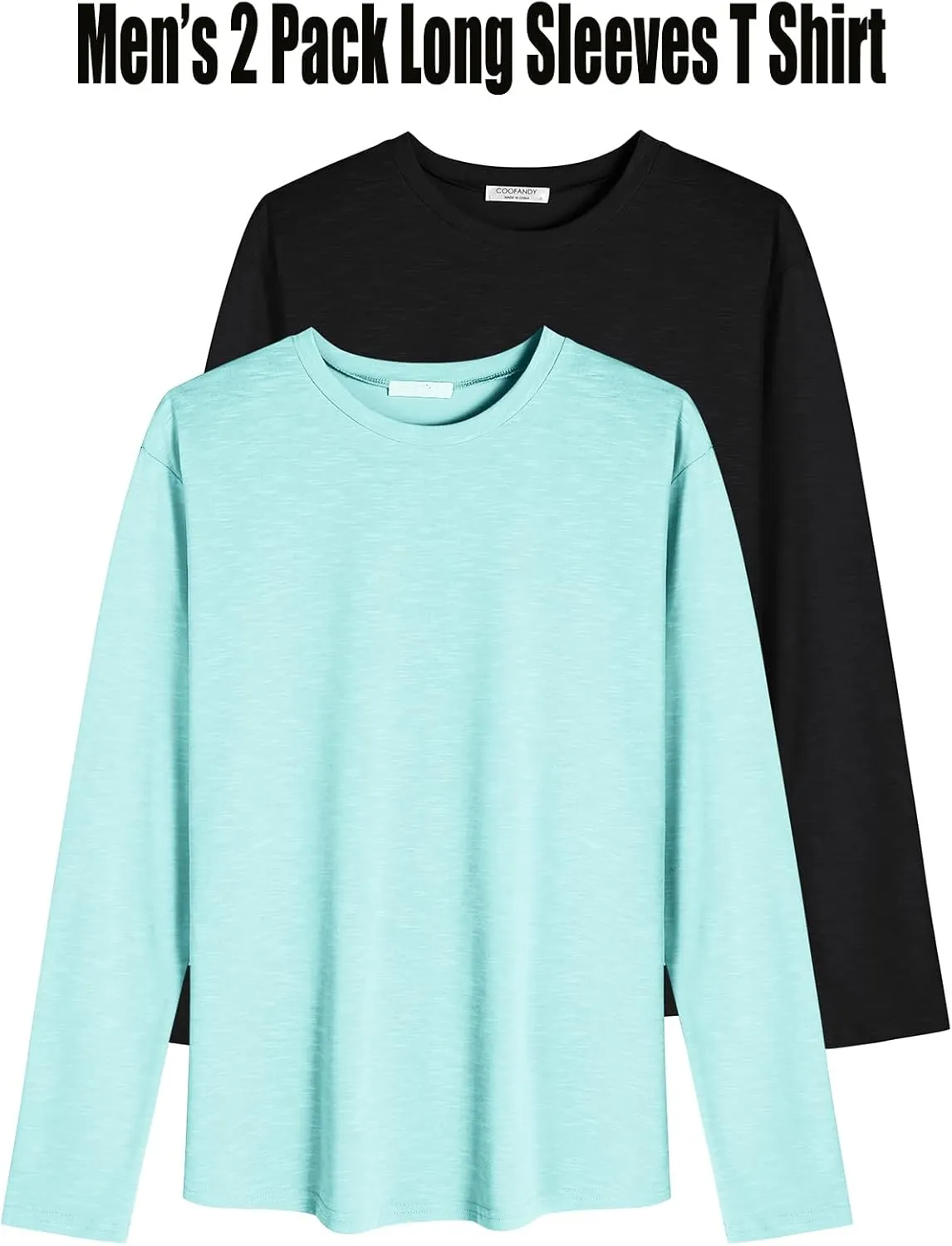 COOFANDY Men 2 Pack Muscle Fitted T Shirt Gym Workout Athletic Long Sleeves Tee