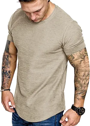 COOFANDY Men Muscle Workout T Shirt Gym Bodybuilding Active Short Sleeve Tee Top Black