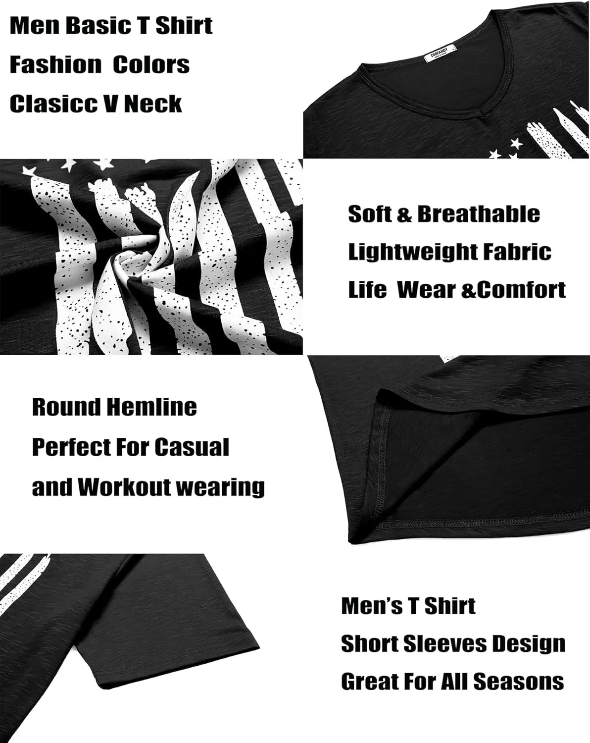 COOFANDY Mens 2 Pack Muscle V Neck T Shirt Fitted Gym Workout Short Sleeve Bodybuilding Tee