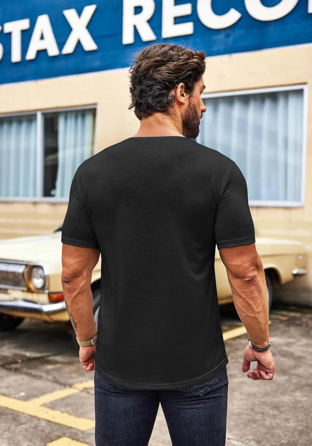 COOFANDY Mens 2 Pack Muscle V Neck T Shirt Fitted Gym Workout Short Sleeve Bodybuilding Tee